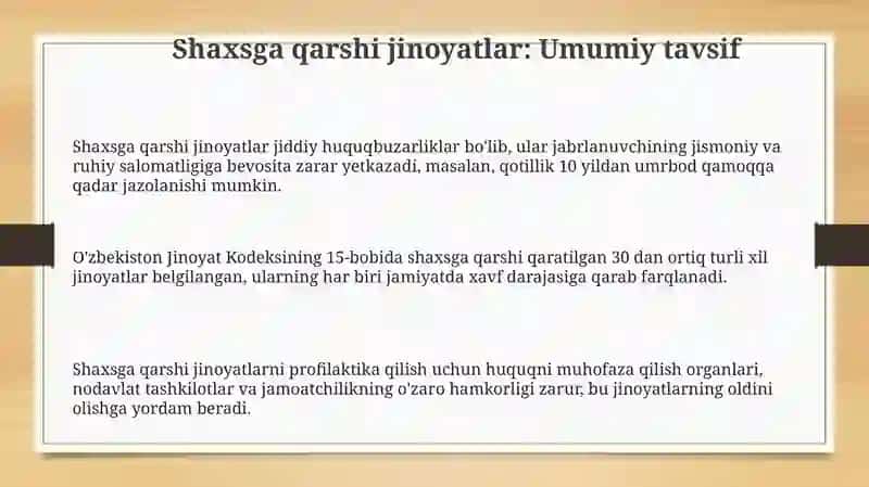 Shaxsga qarshi jinoyatlar 3