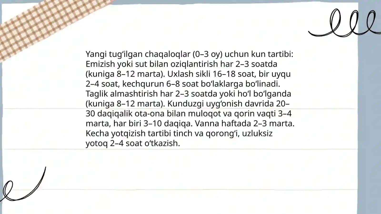 Turli yoshdagi bolalar uchun kun tartibi 3