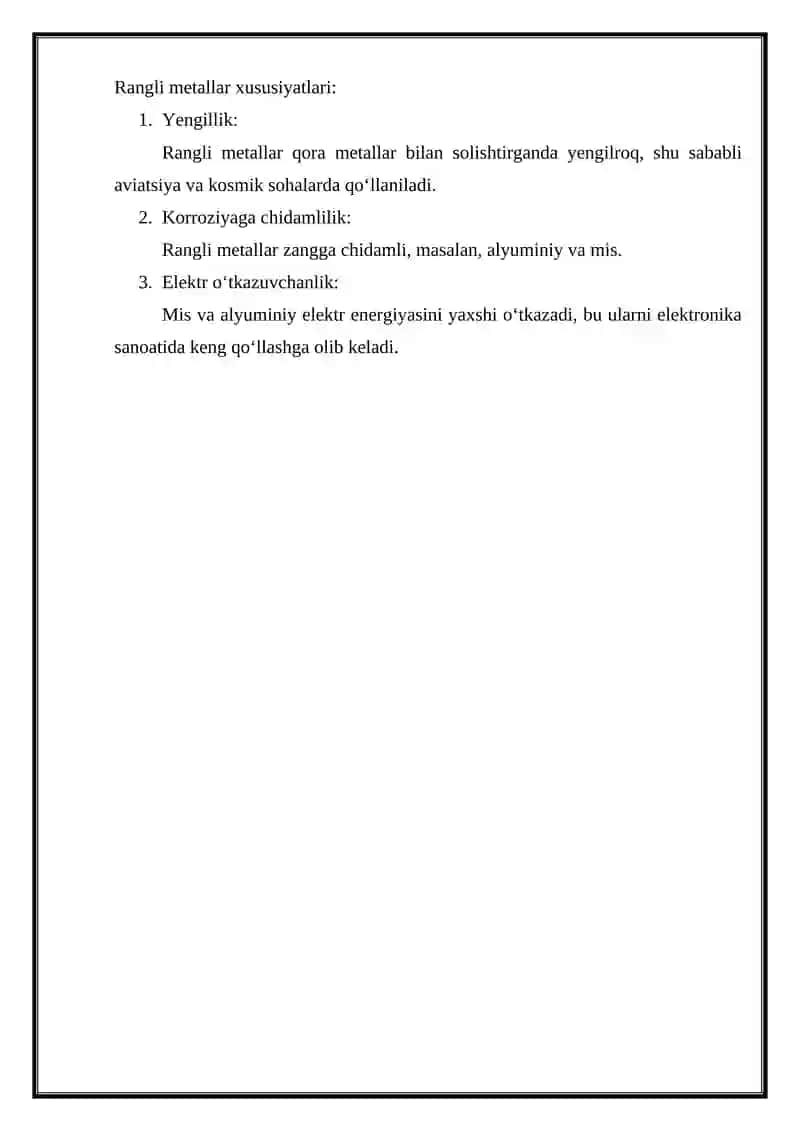 Qora va rangli metallarni o'rganish 3