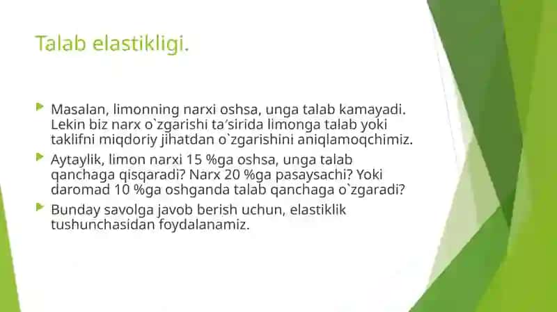 Taklif va talab elastikligi. Iste’molchilar hatti-harakati. Individual va bozor talabi 3