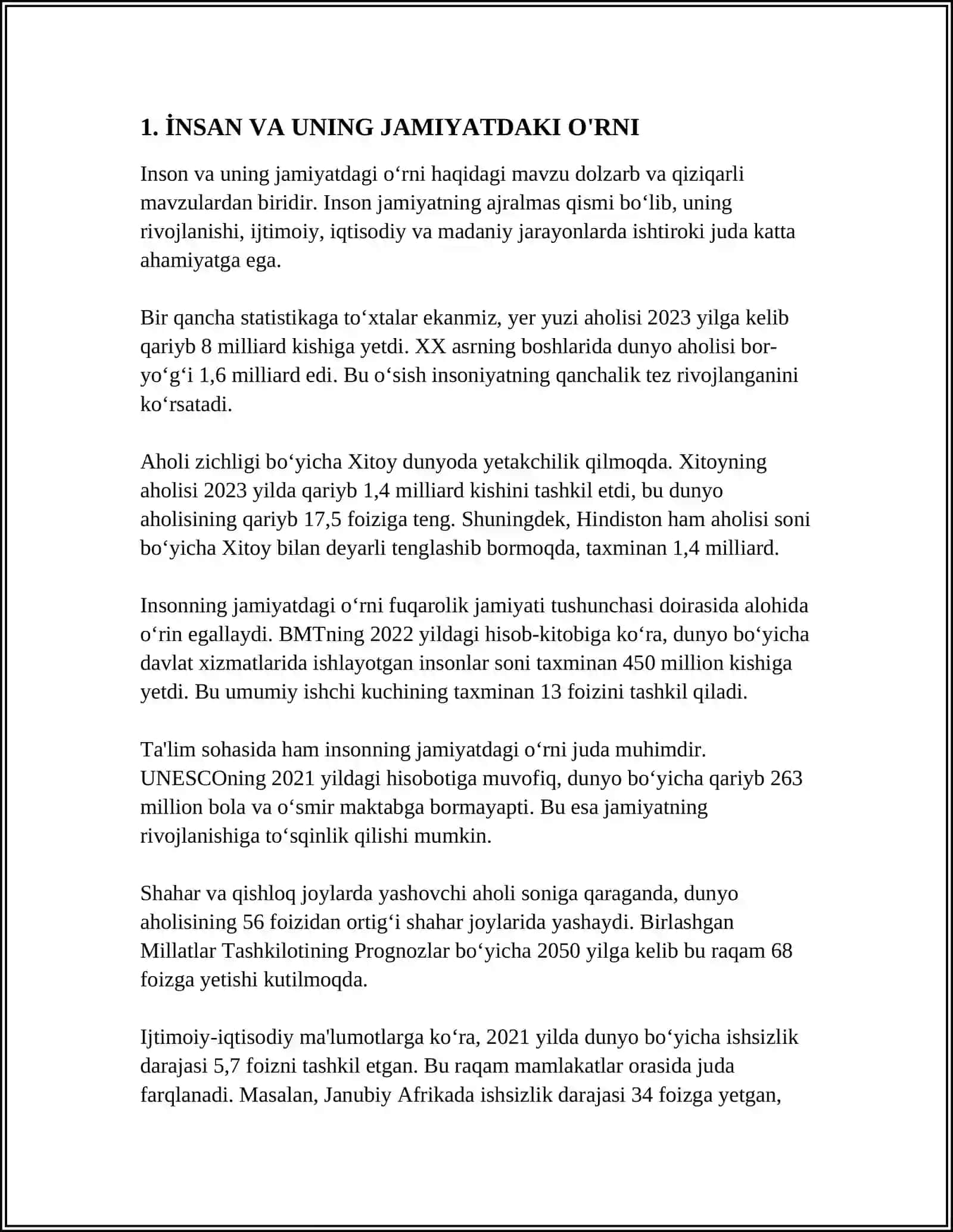 REFERAT Mavzu: İNSAN HÁM JÁMIYET 3