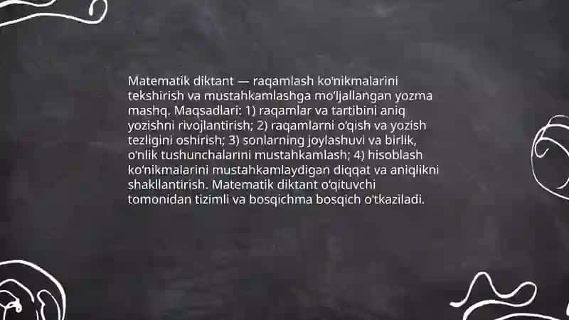 "Matematik diktantning o’rni" 3