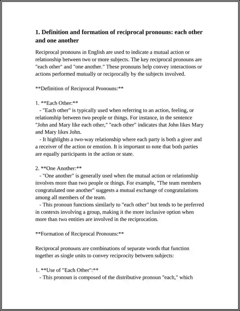 Definition and Formation of Reciprocal Pronouns 3