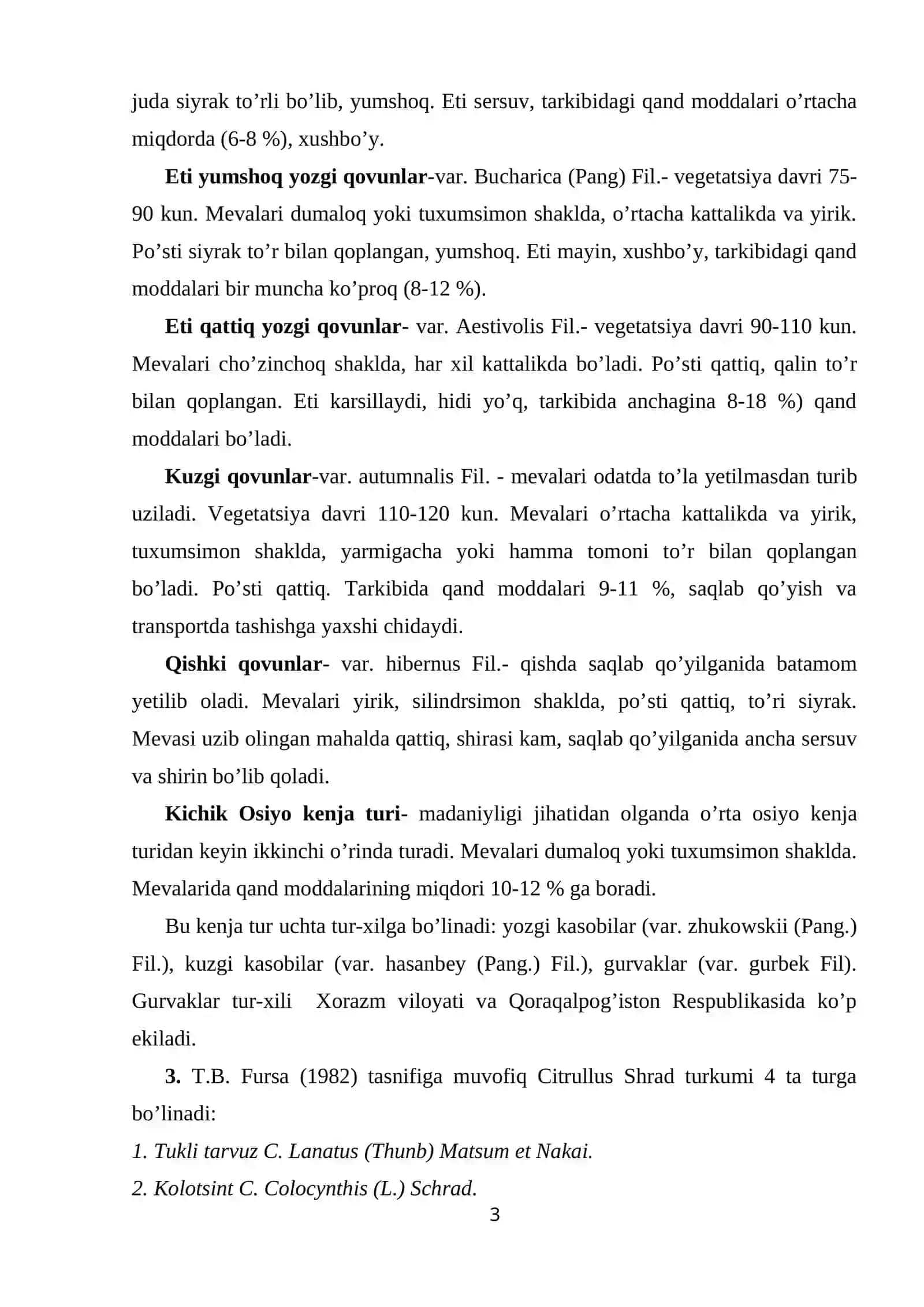 Poliz ekinlarining botanik tasnifi va navlari 3