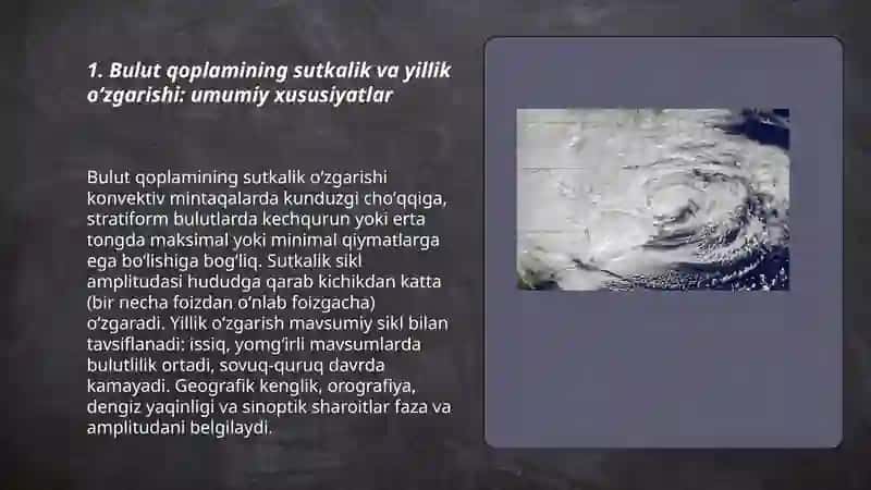 Bulutlarning sutkalil va yillik oʻzgarishi 3