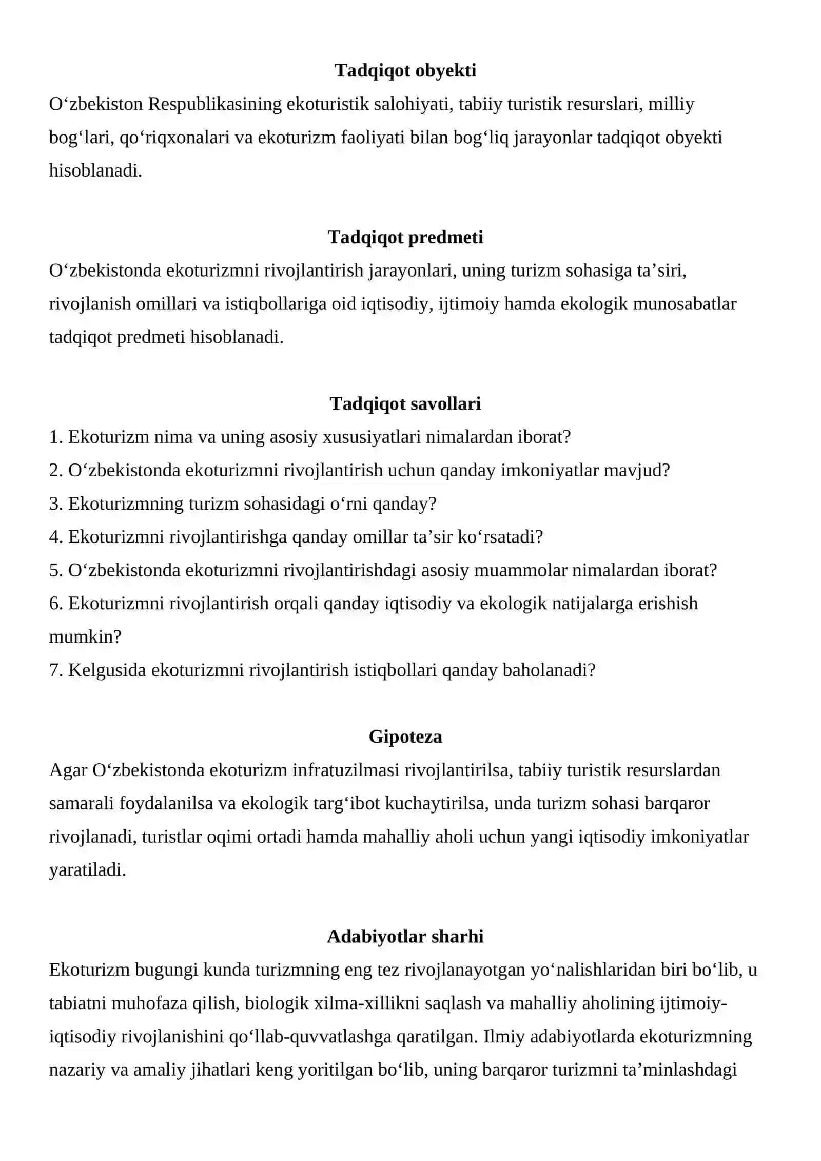 Ekoturizmni rivojlantirishning turizm sohasidagi o‘rni va istiqbollari 3
