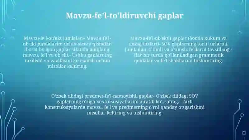 Mavzu-fe'l-ob'ekt jumlalari 3