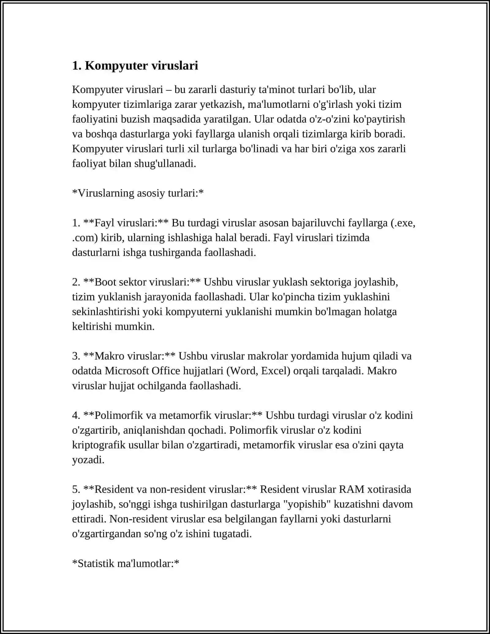 ZARARKUNANDA DASTURLARNING TURLARI 3
