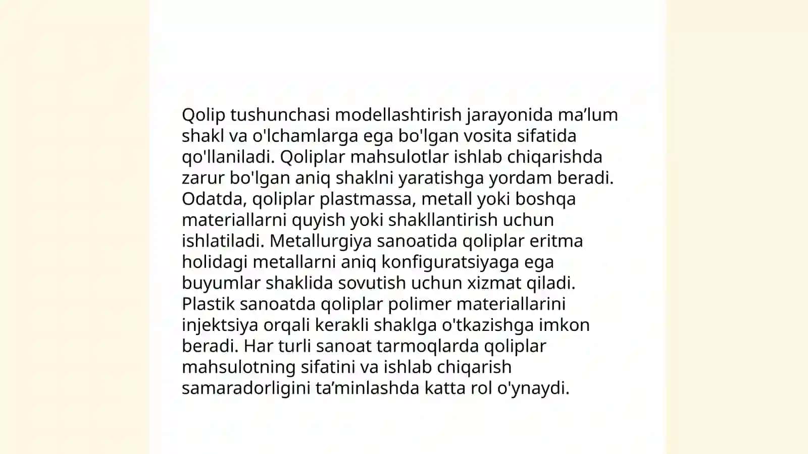 Qolip va hosila mubosabati 3