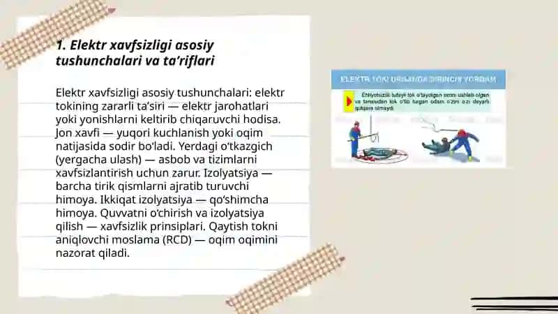 Elektr xavfsizligi bo'yicha umumiy talablar 3