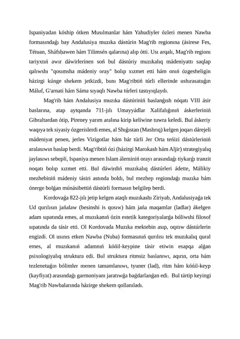 ARAB, MAG'RIB, ANDALUSIYA MUZIKA MADENIYATI 3