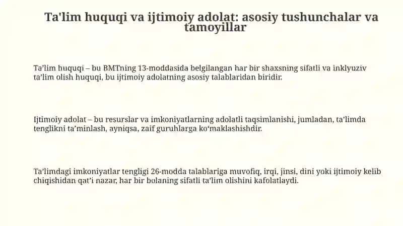 Ta'lim huquqi va ijtimoiy adolat 3