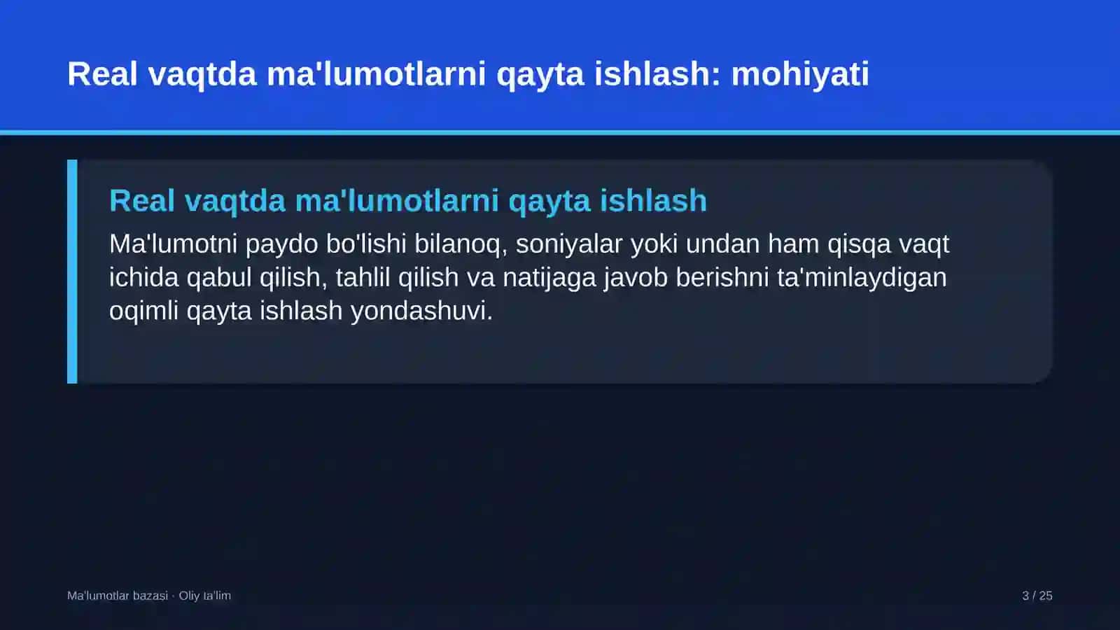 Real vaqtda ma'lumotlarni qayta ishlash: mohiyati 3
