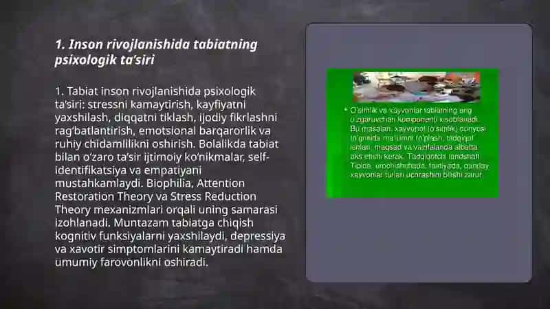 Inson rivojlanishida tabiatning psixologik ta’siri 3