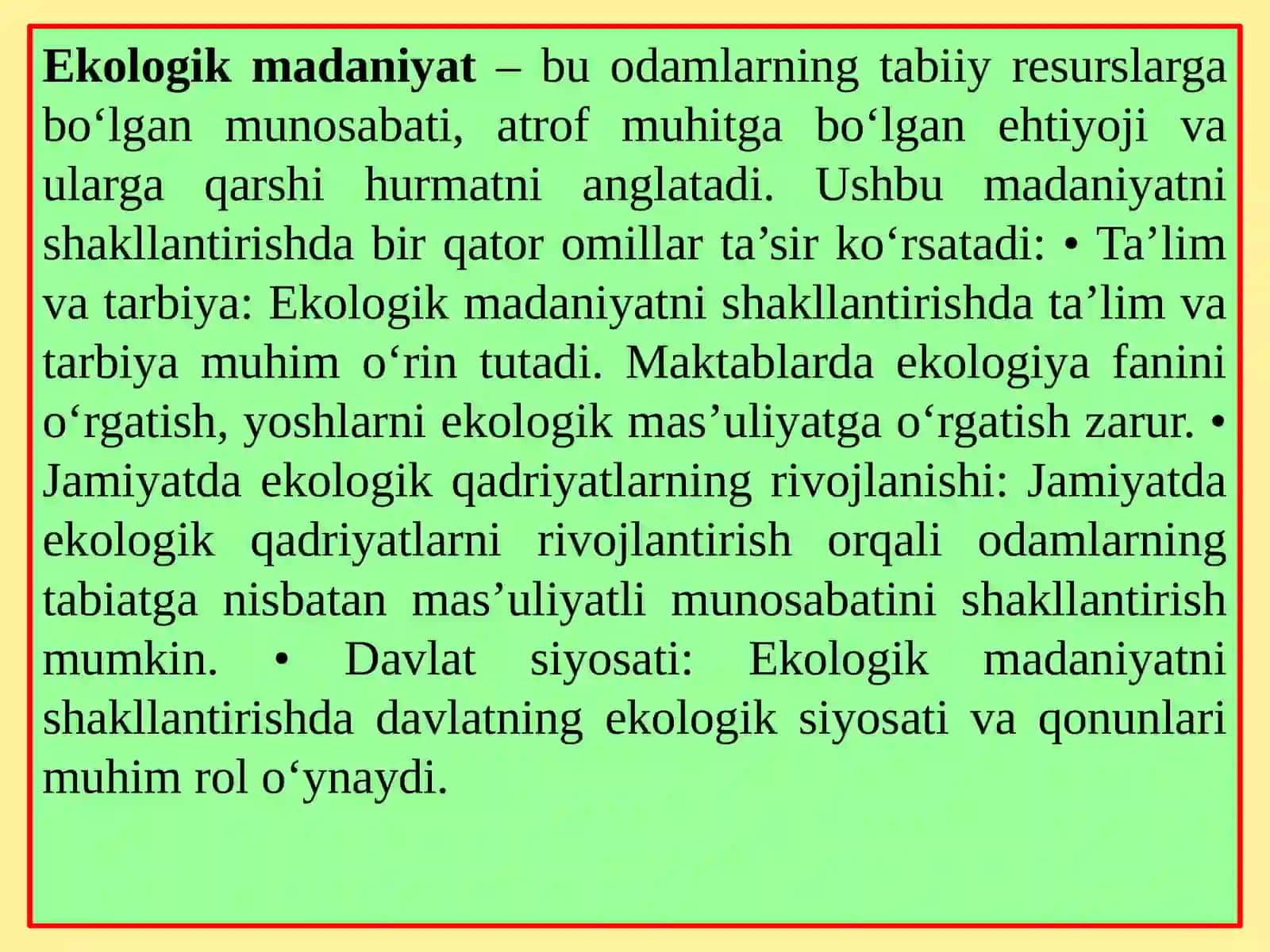 Aholining ekologik madaniyatini shakllantirish yo‘llari 3