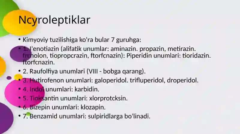 Psixotrop dori vositalarining klinik vafarmakologik tavsifi 3