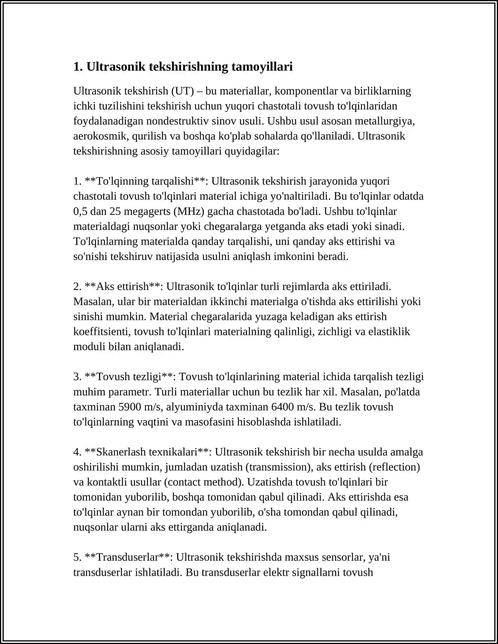 ULTRATOVUSH VA UNING TIBBIYOTDA QOʻLLANILISHI. AKUSTIKA 3