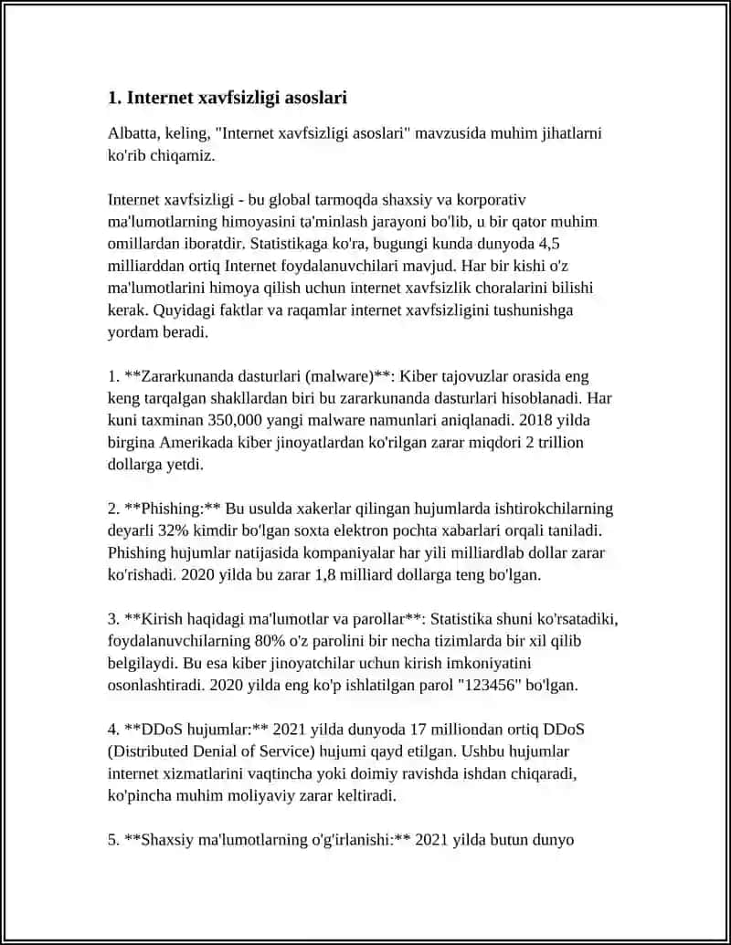 KIBERXAFSIZLIK VA XAKERLIK ASOSLARI Referat 3