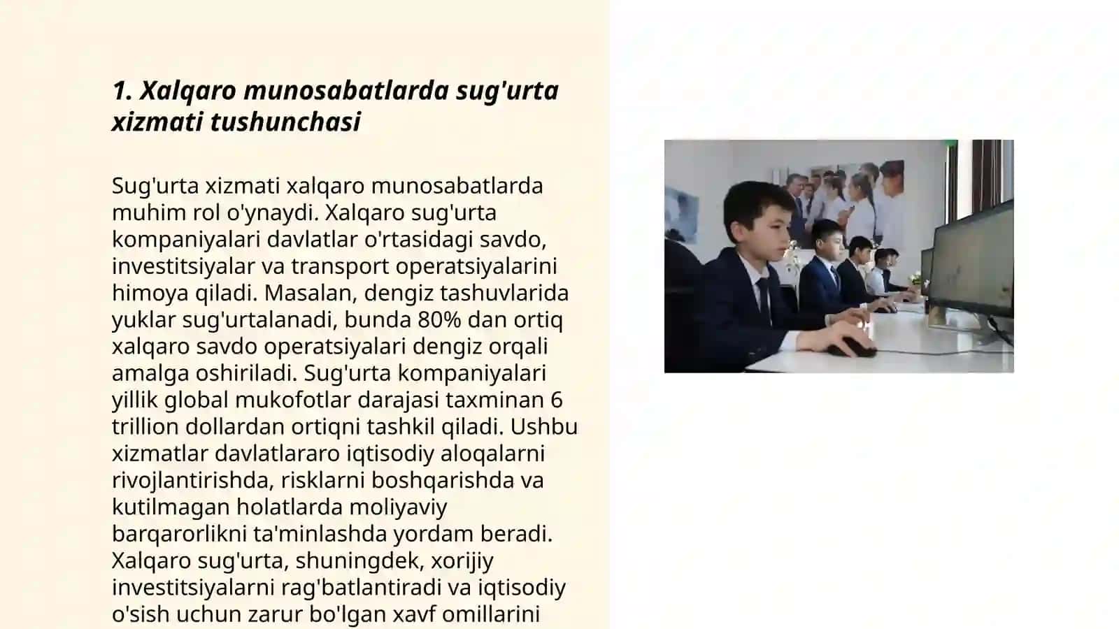 Xalqaro munosabatlarda suģurta xizmatlarining o'rni 3