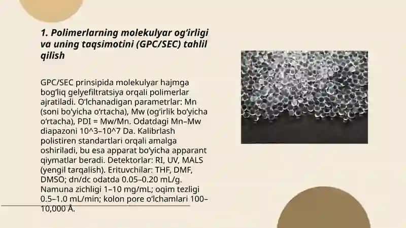 Polimerlarning molekulyar tuzilishini o'rganish 3