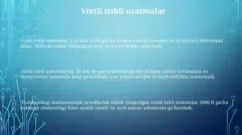 Tishli uzatma xillari ilash mexanizmlari 3