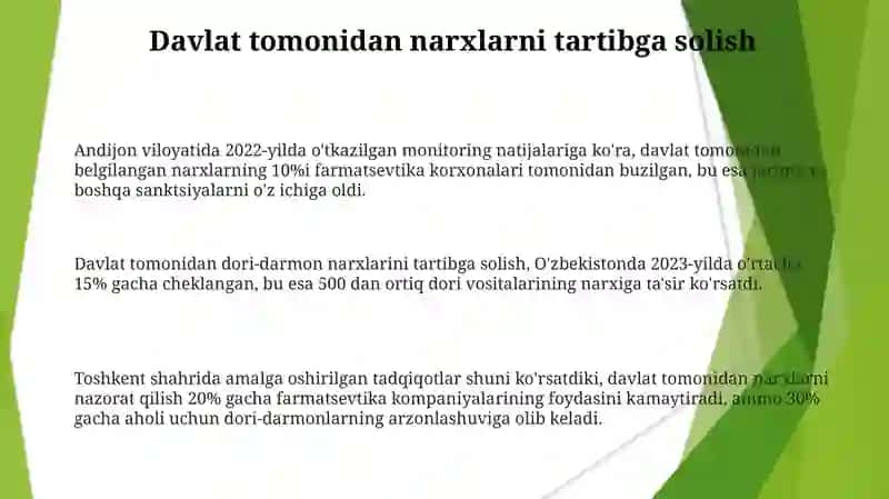 Farmasevtika narxining shakllanishi narx siyosati 3
