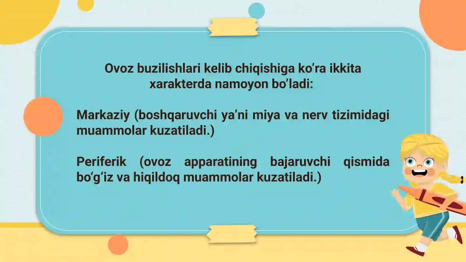 Ovoz buzilishlari belgilari va tasnifi 3