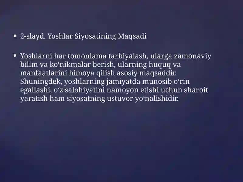 Oʻzbekistonda Yoshlar Siyosati 3