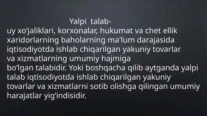 Yalpi Talab va Yalpi Taklif Reja 3