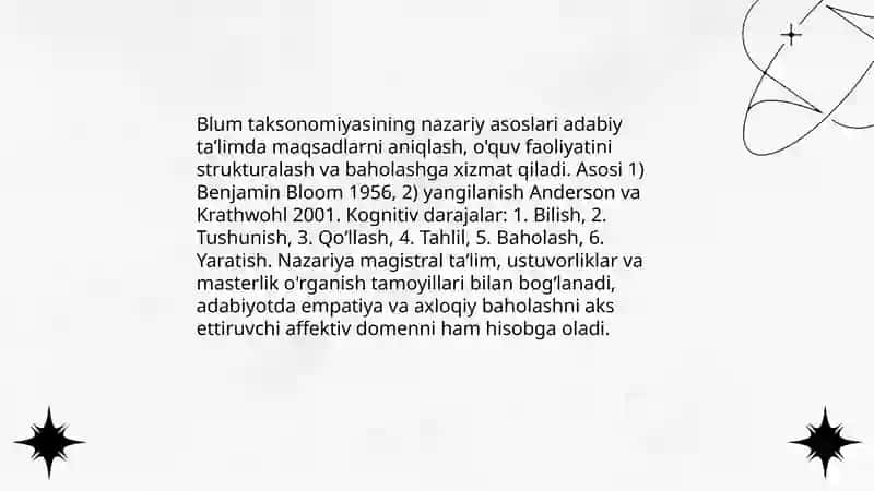 Blum taksonomiyasi va adabiy taʼlim 3
