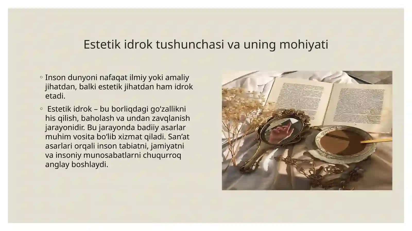 Badiiy asarlar va dunyo estetikasi 3