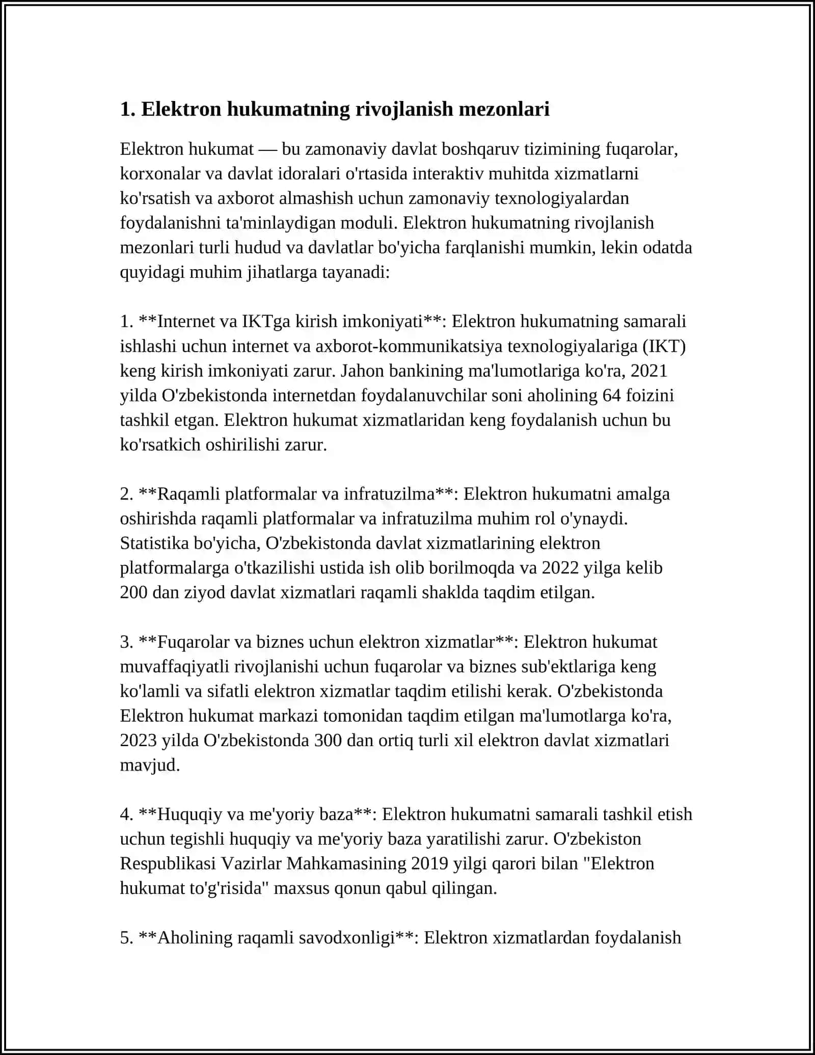 ELEKTRON HUKUMATNI RIVOJLANTIRISH REYTINGI 3