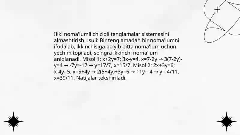 Tenglamalar sistemasi 3