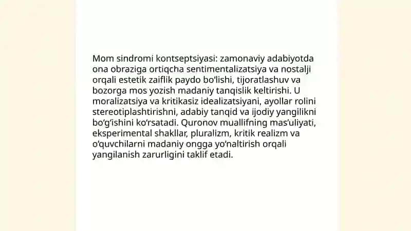 "Adabiy jarayonda 'Mom' sindromi" 3