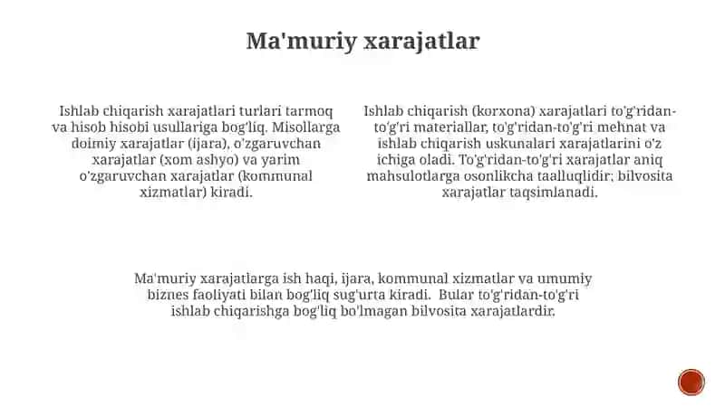 Ishlab chiqarish (korxona) xarajatlari, uning tarkibi va turlari 3