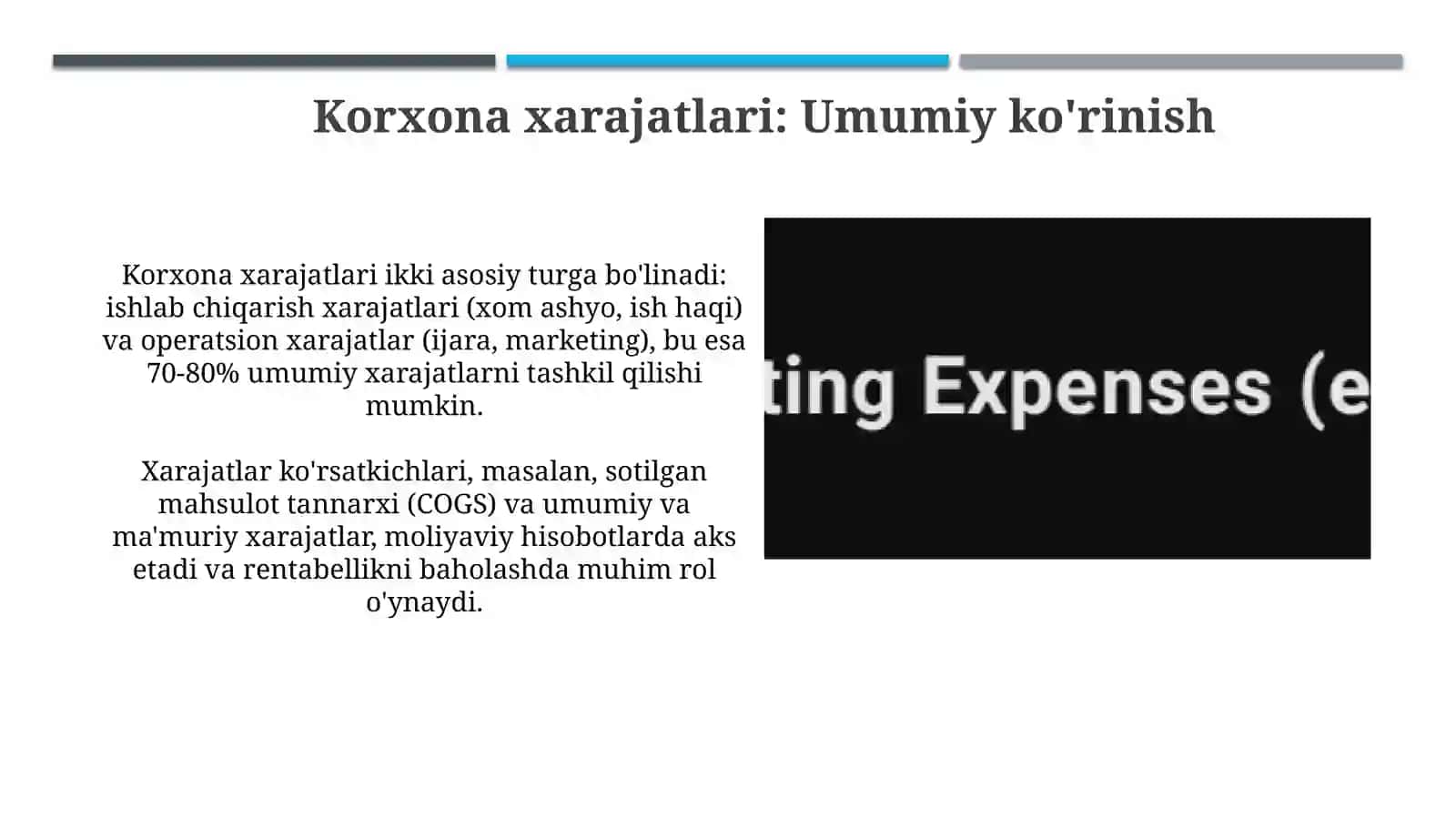 Korxona xarajatlari va daromadlari tahlili 3