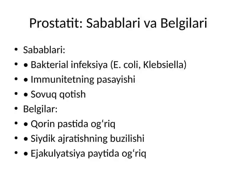 Prostatit. Uretrit, Orxit va Epididimit 3
