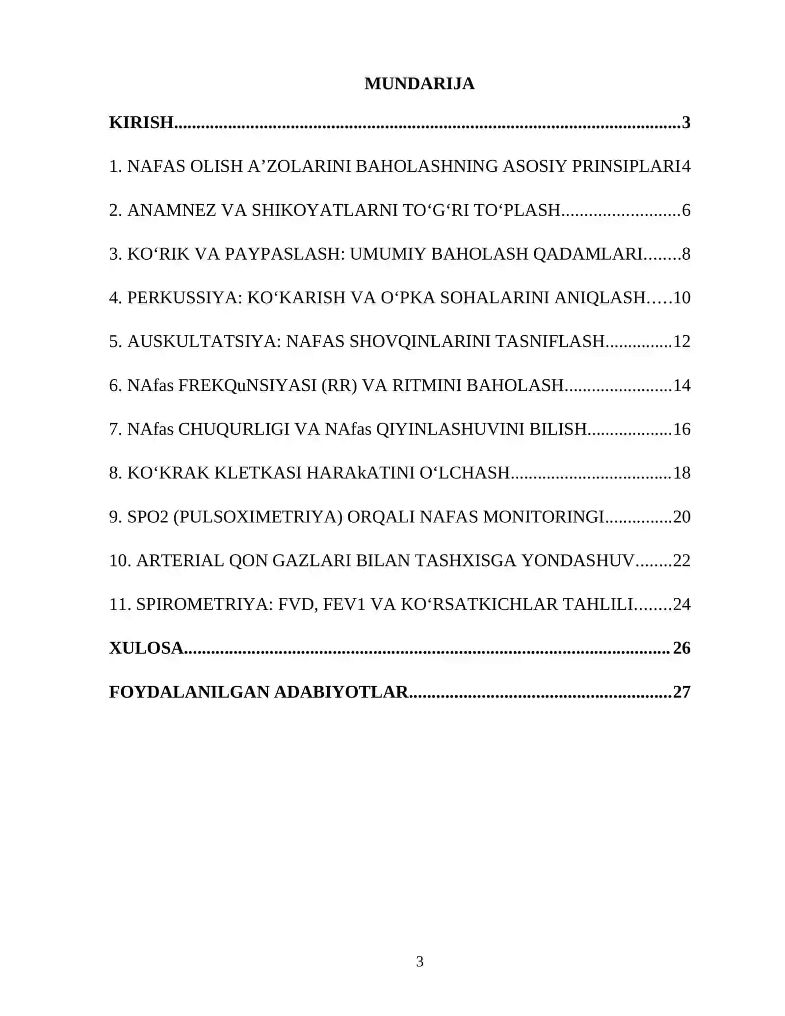 NAFAS OLISH A'ZOLARINI TIZIMINI BAHOLASH REFERAT 3