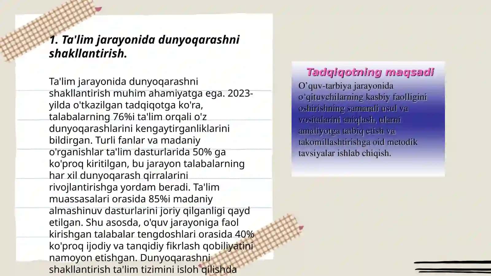 Ta'lim jarayonida dunyoqarashni shakllantirish 3