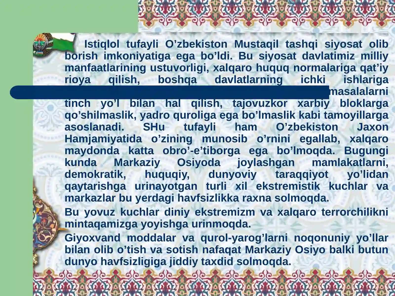 Xavfsizlikning Markaziy Osiyodagi o'rni 3