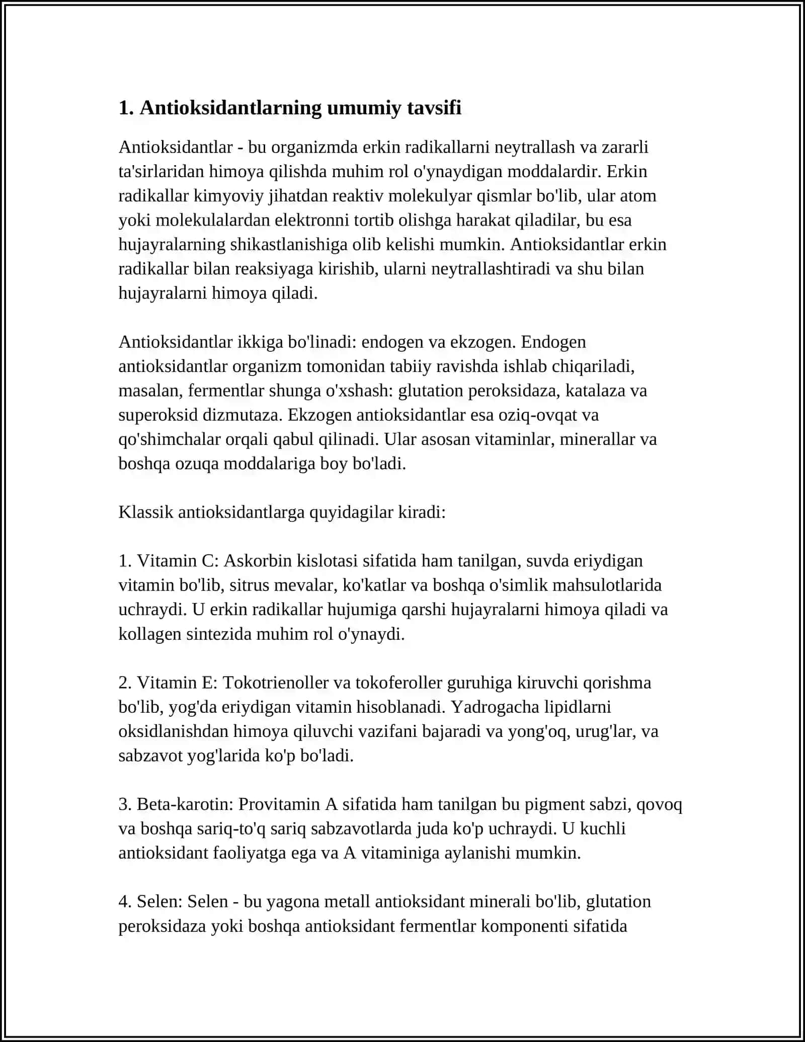 ANTIOKSIDANTLAR ULARNING KLINIKADA QO’LLANISHI 3