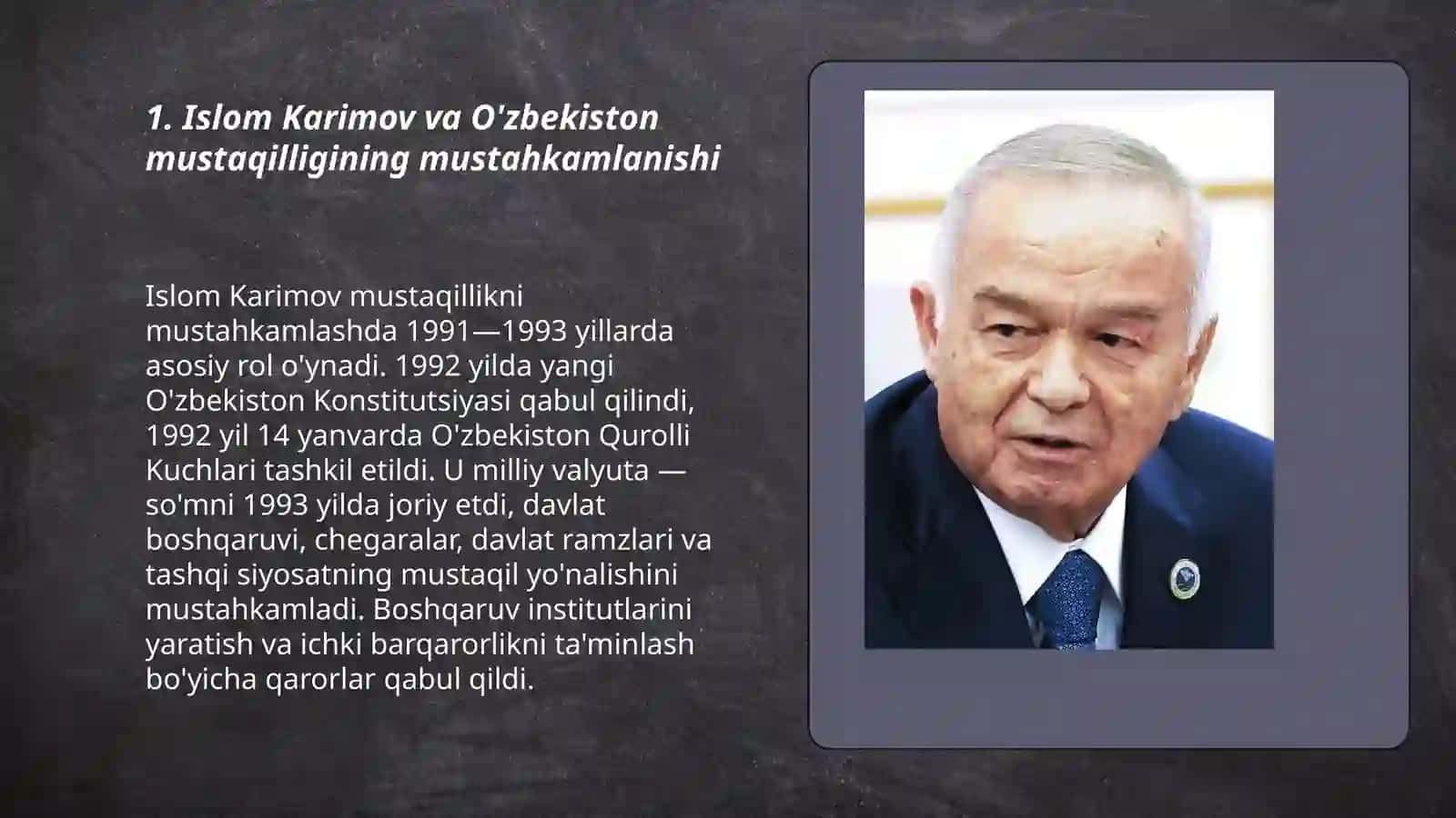 Islom Karimovning O'zbekiston tarixida tutgan o'rni 3
