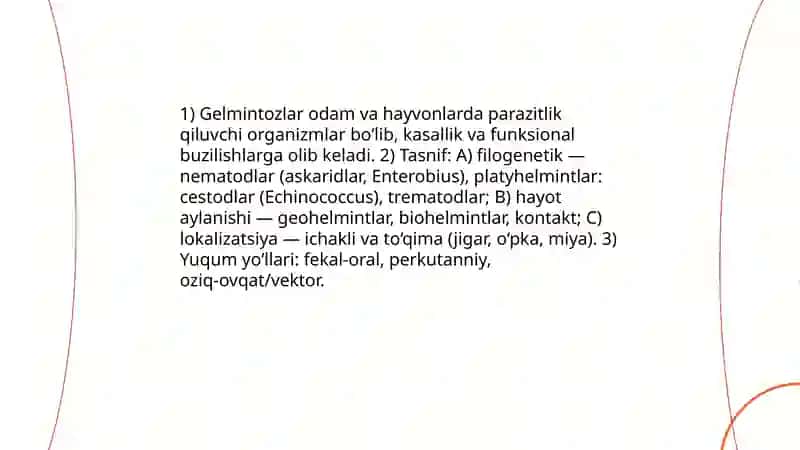 Gelmintozlar askaridoz enterobioz exinolollozlar 3