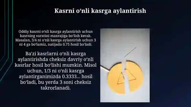 Kasrni o‘nli kasrga aylantirish 3