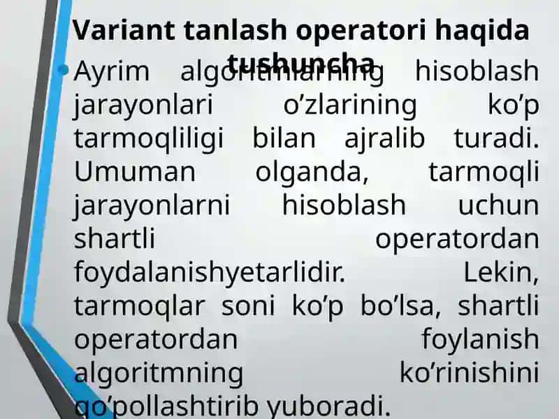 Vаriаnt tаnlаsh оpеrаtоri 3