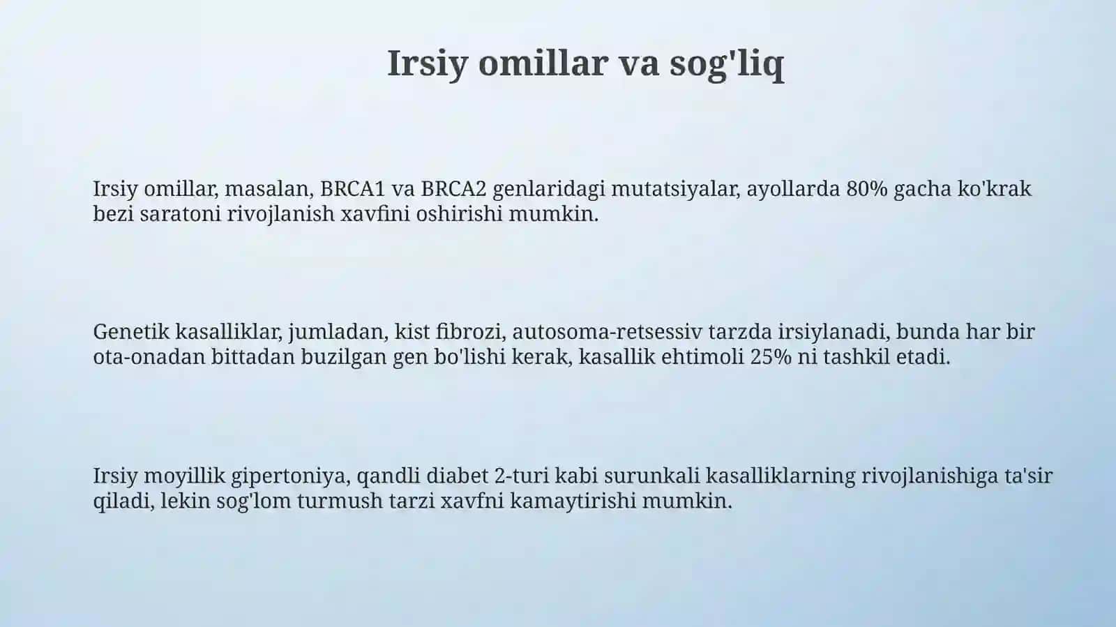 Irsiy Omillar va Sog'liq 3