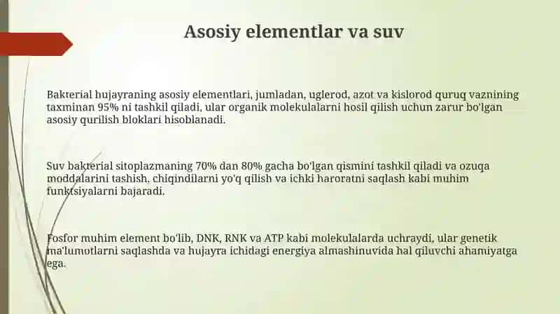 Bakterial hujayraning kimyoviy tarkibi 3