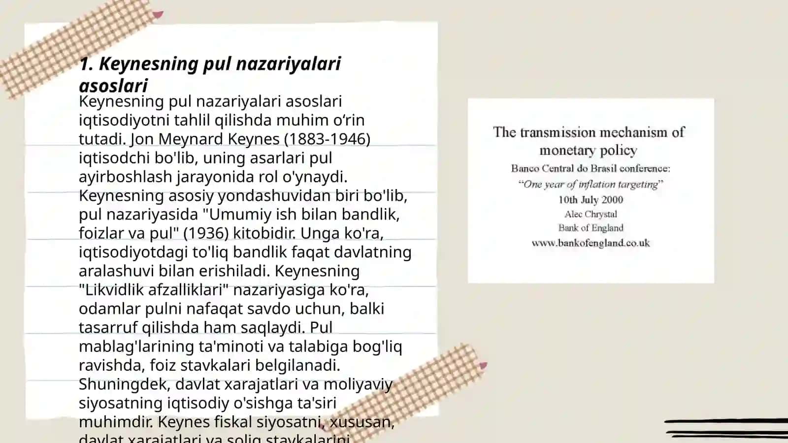 Keynesning pul nazariyalari 3