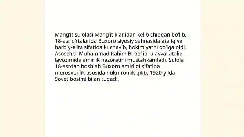 Mangʻit sulolasi Buxoro amirligi 3