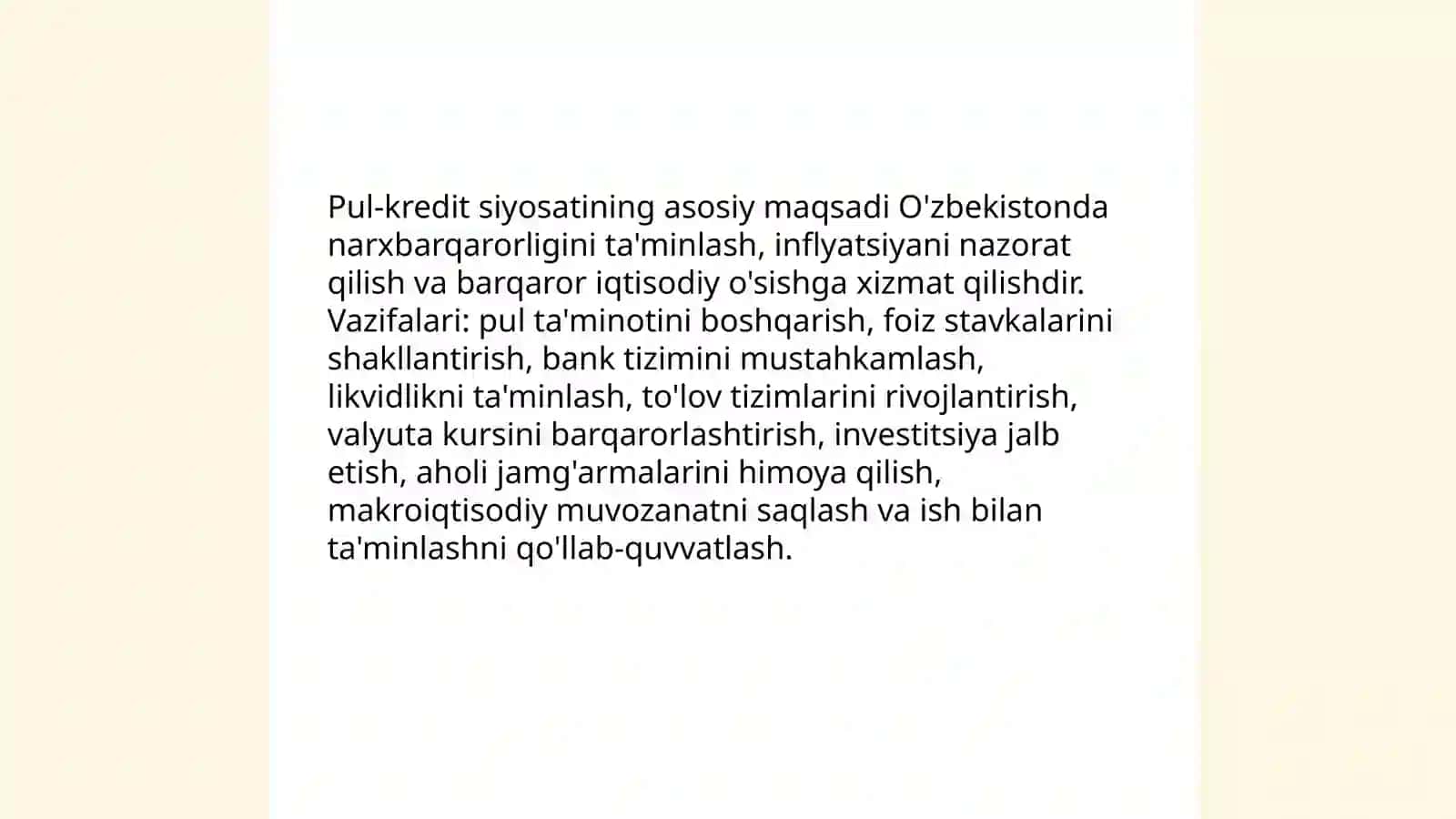 O'zbekiston Respublikasining pul-kredit siyosati 3